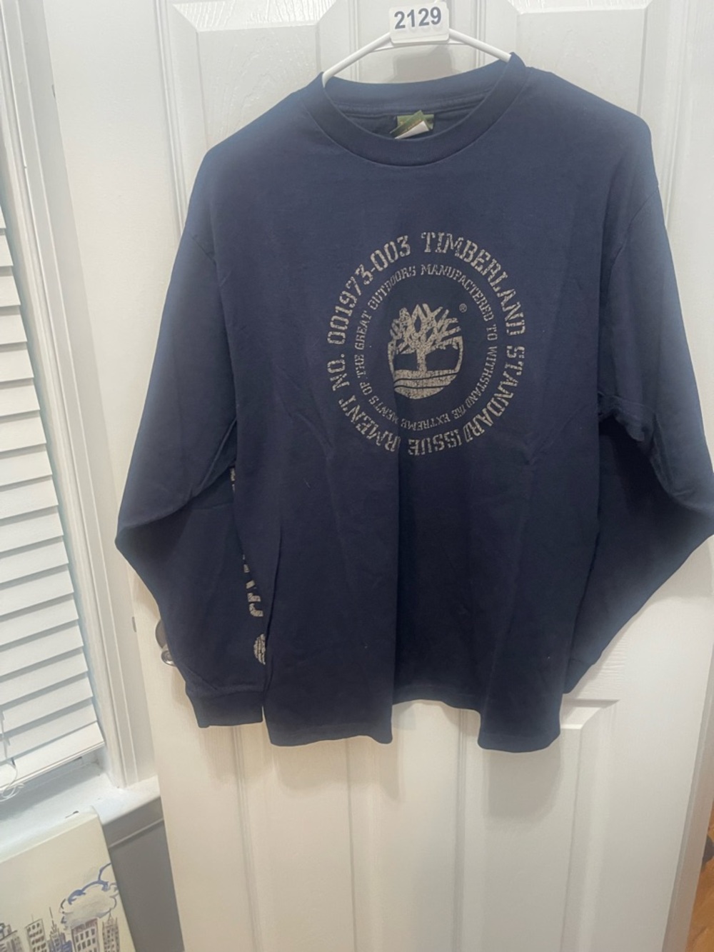 Timberland Navy Long Sleeve Crew with Logo